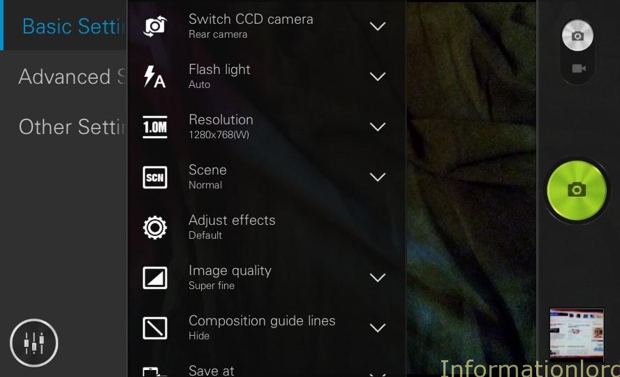 Snapit camera settings