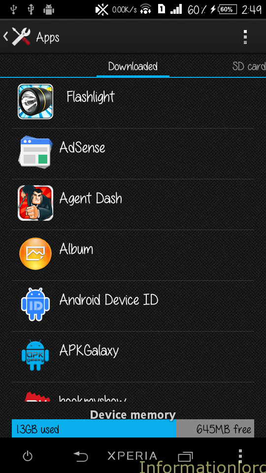 Xperia C Apps space Repartitioned