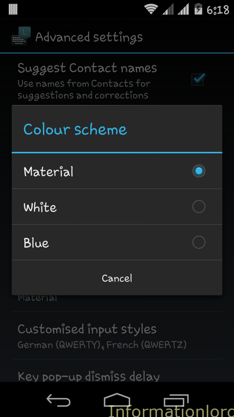 Material UI Android L Keyboard