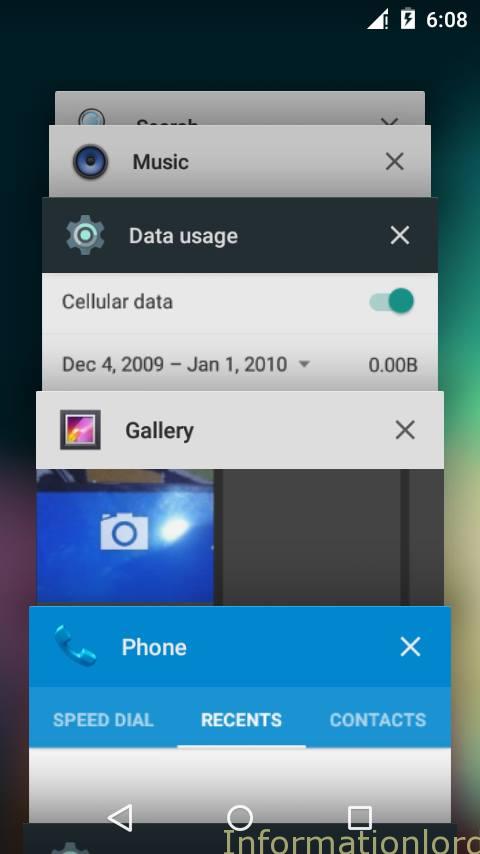 Android Lollipop recent apps