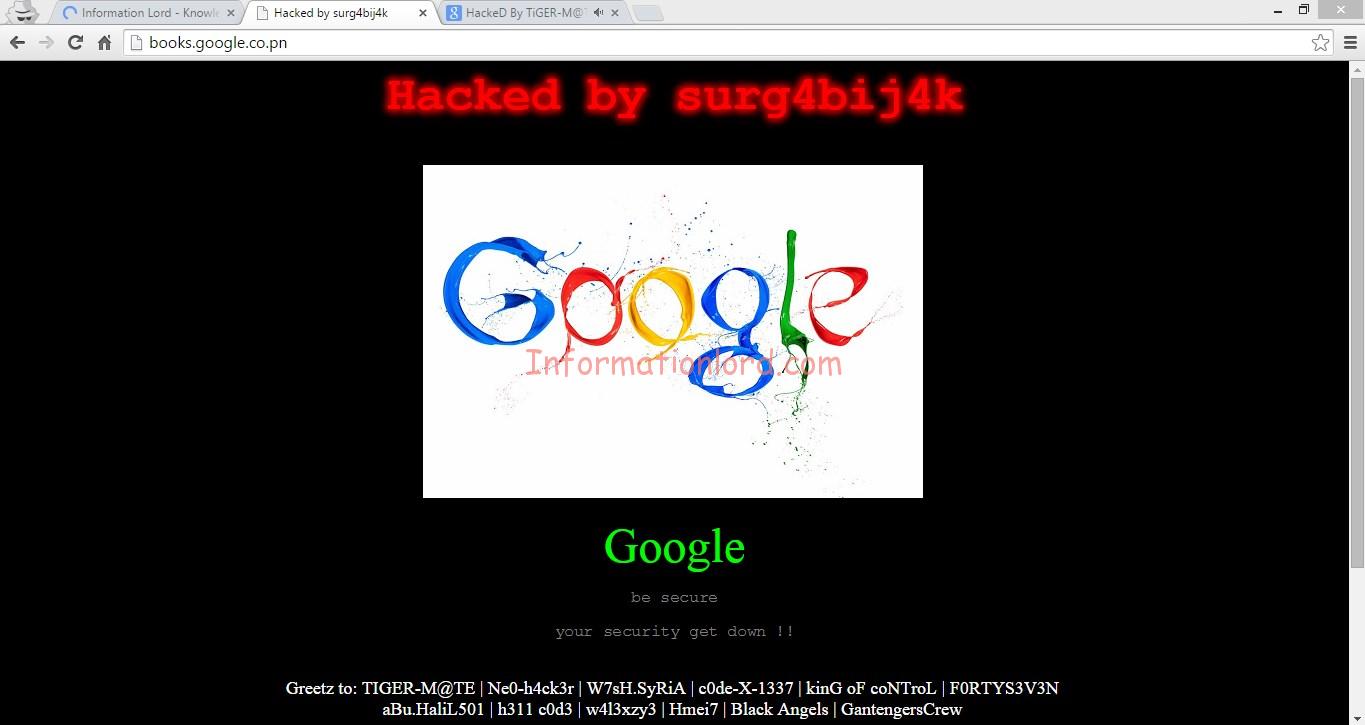 Pitcairn google books hacked, Google Pitcairn Books domain hacked