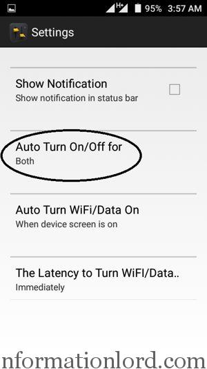 Auto Turn Data on or Off on Android app