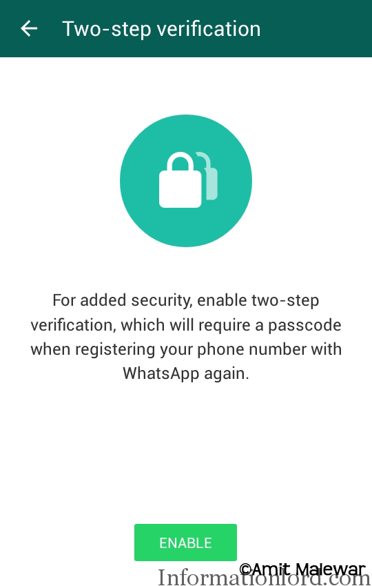 How to enable Two Step Verification in WhatsApp
