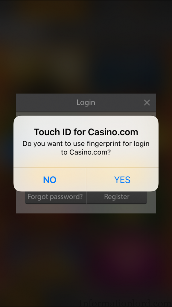 Casino app Touch ID login