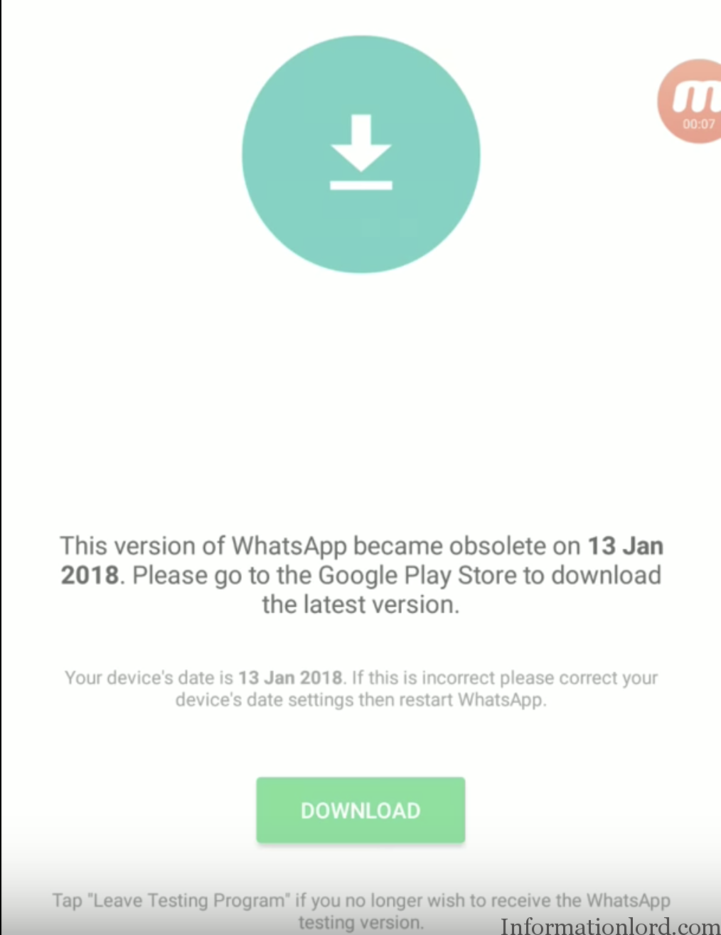 WhatsApp became Obsolete error fix for all devices 13Jan 2018