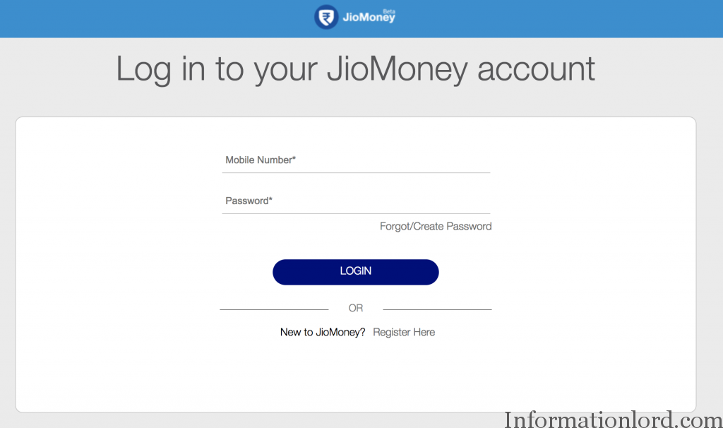 Jio Money Login id and password to enter to jio money site