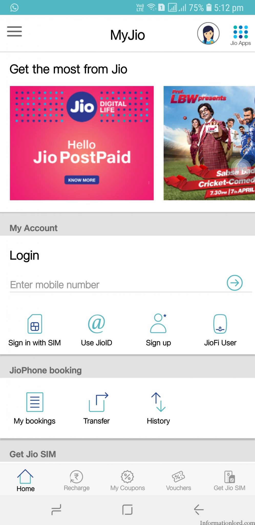 Jio Login Id And Password MyJio Apps JioFi.local.html Information Lord