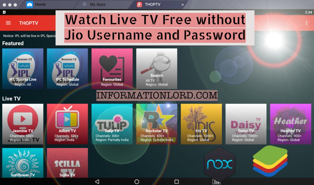 Watch Live TV Sports Movies without JioUsername and password